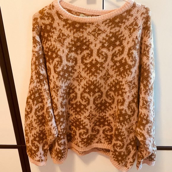United Colors Of Benetton Sweaters - Vintage Over-sized Benetton Pink & Brown Sweater